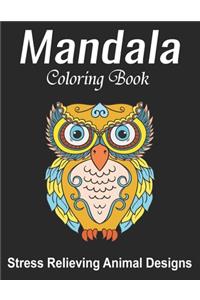 Mandala Coloring Book, Stress Relieving Animal Designs