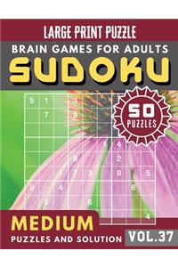 Sudoku Medium: suduko puzzle books for adults medium - Sudoku medium difficulty Puzzles and Solutions For Beginners Large Print (Sudoku Brain Games Puzzles Book La