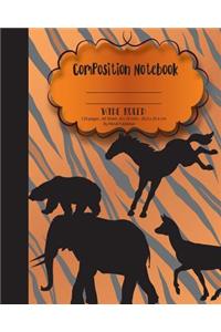 Composition Notebook Wide Ruled Paper, Woodland Safari Animal School Notebooks