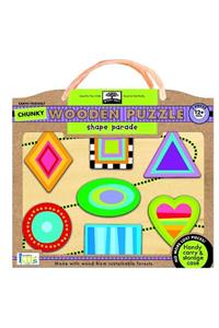 Green Start Shape Parade Chunky Wooden Puzzle: Earth Friendly Puzzles with Handy Carry & Storage Case