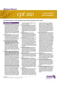 Level I & HCPCS Level II Modifiers 2021 Express Reference Coding Card