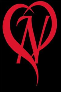 Monogram Initial Letter N Adorable Heart Red and Black