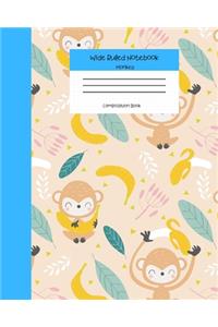 Wide Ruled Monkey Notebook Composition Book
