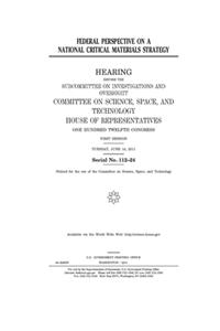 Federal perspective on a national critical materials strategy