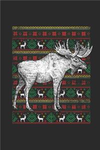 Ugly Christmas - Moose: Small Lined Notebook (6 X 9 -120 Pages) - Ugly Christmas Gift and Holiday Planner For Women, Men, Teens And Kids