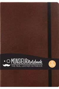 Monsieur Notebook Leather Journal - Brown Dot Grid Medium A5