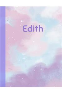 Edith: Personalized Composition Notebook - College Ruled (Lined) Exercise Book for School Notes, Assignments, Homework, Essay Writing. Pink Blue Purple Cov