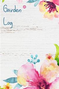 Garden Log: 70 Page 6x9 Gardening Journal: Pretty Wood Inspired Floral Design Cover