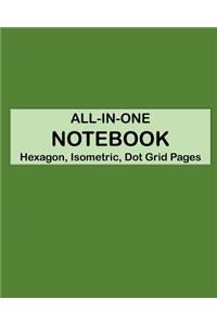 ALL-IN-ONE NOTEBOOK - Hexagon, Isometric, Dot Grid Pages