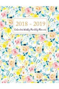 July 2018 - June 2019 Calendar Weekly Monthly Planner