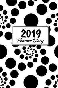 2019 Planner Diary: White with Black Spots