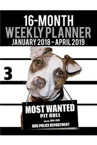 2018-2019 Weekly Planner - Most Wanted Pit Bull