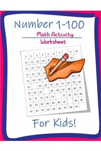 Number 1-100 Math Activity Worksheet for Kids