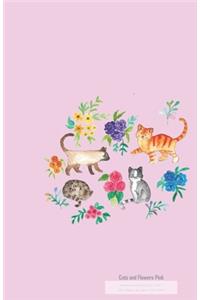 Cats and Flowers Pink Notebook Journal (Size 5,5