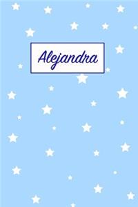 Alejandra: First Name Personalized Notebook. College Ruled Journal. Pastel Pink Writing Diary with Stars Pattern for Girls and Women