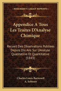 Appendice A Tous Les Traites D'Analyse Chimique