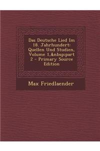 Das Deutsche Lied Im 18. Jahrhundert