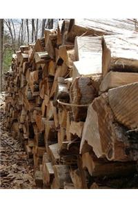School Composition Book Late Fall Woodpile Stone Wall Forest 130 Pages