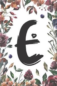 E: Classic Vintage Floral Personalized Monogram Journal E Initial