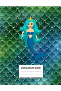 Composition Book 100 Sheets/200 Pages/8.5 X 11 In. Wide Ruled/ Green Mermaid