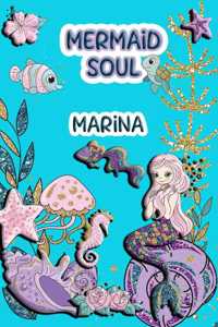 Mermaid Soul Marina: Wide Ruled Composition Book Diary Lined Journal