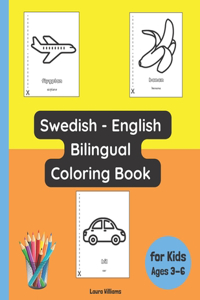 Swedish - English Bilingual Coloring Book for Kids Ages 3 - 6