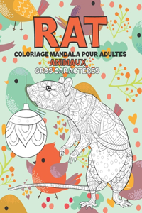 Coloriage Mandala pour adultes - Gros caractères - Animaux - Rat