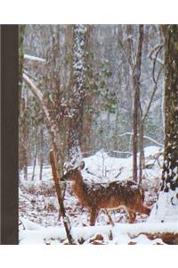 Pretty Deer in Snow Blank Lined Journal for Daily Thoughts Notebook