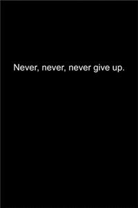 Never, never, never give up.