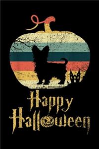 Happy Hallween: YORKSHIRE TERRIER In Pumpkin Vintage Retro Happy Halloween Journal/Notebook Blank Lined Ruled 6x9 100 Pages