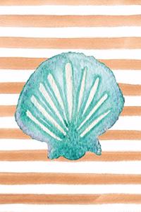 Scallop Shell Watercolor Stripe Journal, Dot Grid