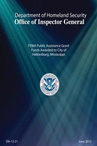 Fema Public Assistance Grant Funds Awarded to City of Hattiesburg, Mississippi