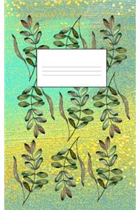 Green Gold Leaves Lined Journal