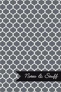 Notes & Stuff - Lined Notebook with Slate Grey Moroccan Trellis Pattern Cover