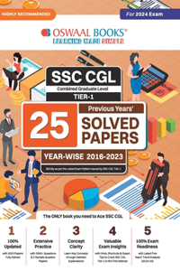 Oswaal SSC CGL (Combined Graduate Level) Tier-I 25 Previous Years Solved Papers Year-wise 2016-2023 For 2024 Exam