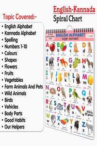 My First ALL IN ONE SPIRAL CHART ENGLISH-KANNADA : With 16 Topics : (Big Fonts and Realistic Pictures) kids Chart
