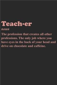 Teach-Er Noun - The Profession That Creates All Other Professions. The Only Job Where You Have Eyes In The Back Of Your Head And Drive On Chocolate And Caffeine.