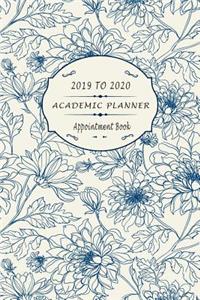 Academic Planner Appointment Book 2019 - 2020 Blue Floral design