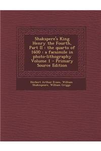 Shakspere's King Henry the Fourth, Part II