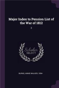 Major Index to Pension List of the War of 1812