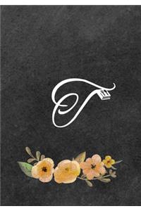 Initial Monogram Letter T on Chalkboard