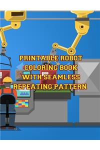 Printable Robot Coloring Book with Seamless Repeating Pattern