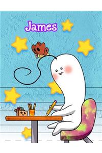 James: Personalized Book with Child's Name, Primary Writing Tablet, 65 Sheets of Practice Paper, 1