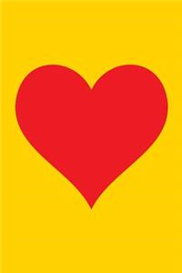 100 Page Blank Notebook - Red Heart on Gold