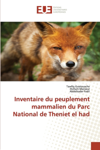 Inventaire du peuplement mammalien du parc national de theniet el had