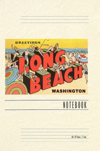 Vintage Lined Notebook Greetings from Long Beach, Washington