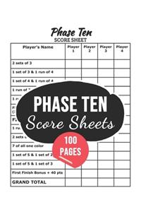 Phase Ten Score Sheets