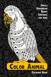Color Animal - Coloring Book - Impala, Groundhog, Rabbit, Crocodile, and more