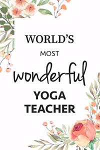 World's Most Wonderful Yoga Teacher Journal Gift Notebook