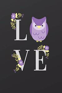 Cute Purple Owl Blank Journal for Sketching or Writing Love Doodling